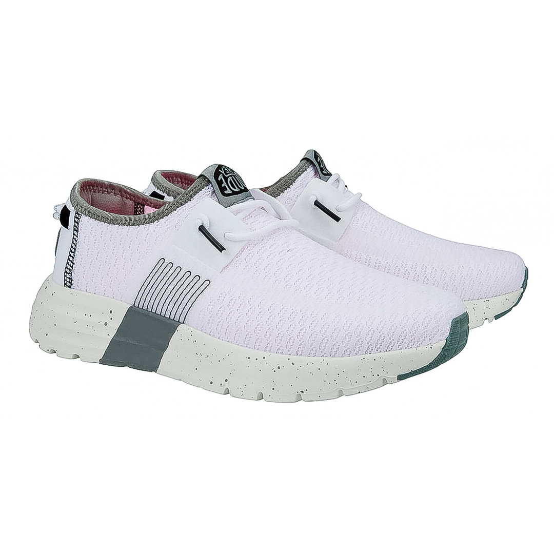 VIA CONDOTTI Sneakers Basse Donna Pelle Bianco E Blu Con Bucherellati